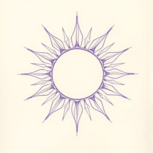 Purple Outline Sun Tattoo
