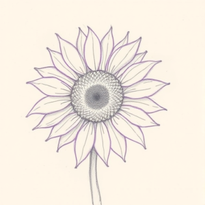 Purple Outline Sunflower Tattoo