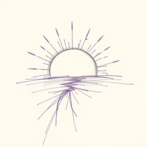 Purple Outline Sunrise Tattoo