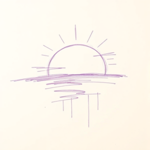 Purple Outline Sunset Tattoo