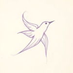 Purple Outline Swallow Tattoo