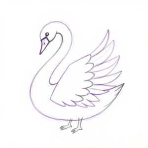Purple Outline Swan Tattoo