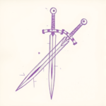 Purple Outline Sword Tattoo