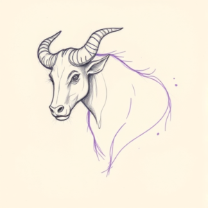 Purple Outline Taurus Tattoo