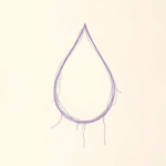 Purple Outline Teardrop Tattoo