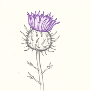 Purple Outline Thistle Tattoo