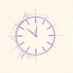 Purple Outline Time Tattoo