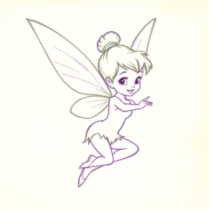 Purple Outline Tinkerbell Tattoo