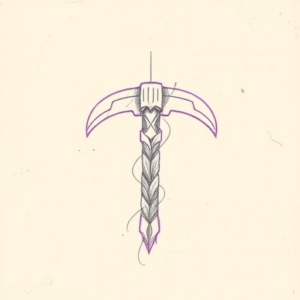Purple Outline Tomahawk Tattoo
