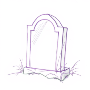Purple Outline Tombstone Tattoo