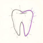 Purple Outline Tooth Tattoo