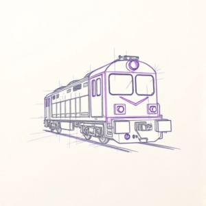 Purple Outline Train Tattoo