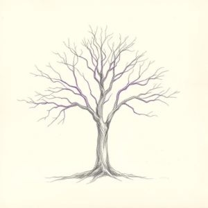 Purple Outline Tree Tattoo