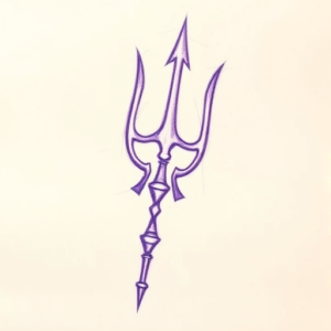 Purple Outline Trident Tattoo