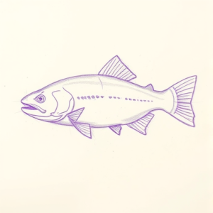 Purple Outline Trout Tattoo