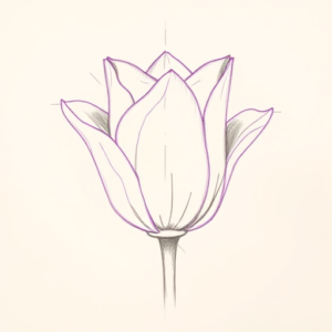 Purple Outline Tulip Tattoo