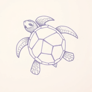 Purple Outline Turtle Tattoo