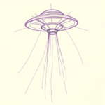 Purple Outline Ufo Tattoo