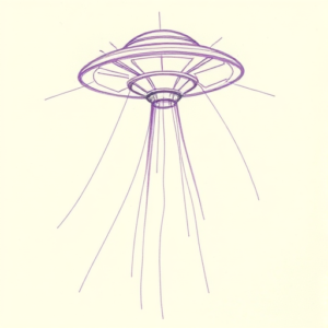 Purple Outline Ufo Tattoo