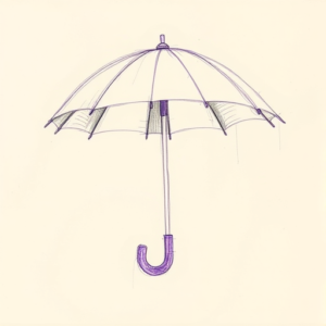 Purple Outline Umbrella Tattoo