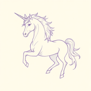 Purple Outline Unicorn Tattoo