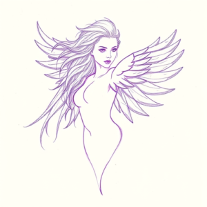 Purple Outline Valkyrie Tattoo