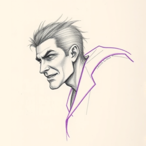 Purple Outline Vampire Tattoo