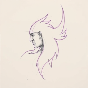 Purple Outline Viking Tattoo