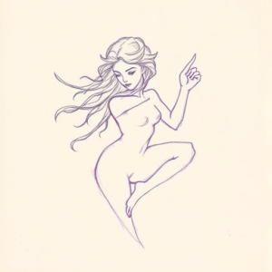 Purple Outline Virgo Tattoo