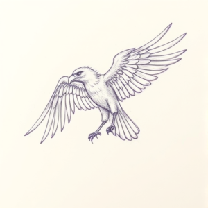 Purple Outline Vulture Tattoo