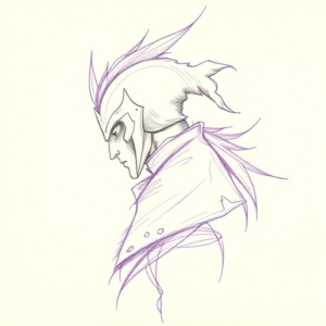 Purple Outline Warrior Tattoo