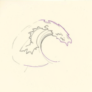 Purple Outline Wave Tattoo