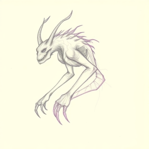 Purple Outline Wendigo Tattoo