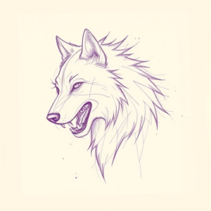 Purple Outline Werewolf Tattoo