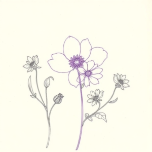 Purple Outline Wildflower Tattoo