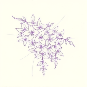 Purple Outline Wisteria Tattoo