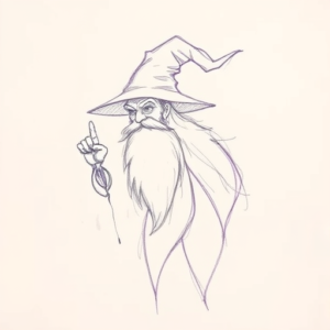 Purple Outline Wizard Tattoo