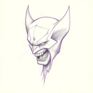 Purple Outline Wolverine Tattoo