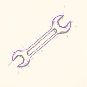 Purple Outline Wrench Tattoo