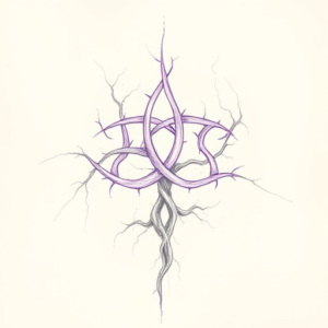 Purple Outline Yggdrasil Tattoo