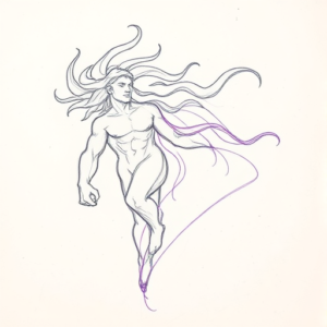 Purple Outline Zeus Tattoo