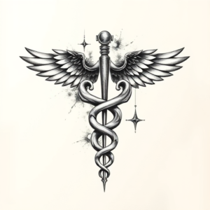 Realism Caduceus Tattoo