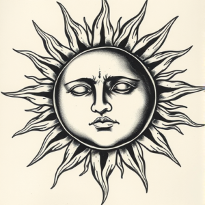 Realism Sun Tattoo