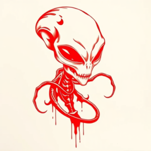 Red Ink Alien Tattoo