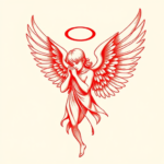 Red Ink Angel Tattoo