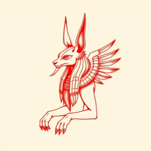 Red Ink Anubis Tattoo