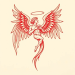 Red Ink Archangel Tattoo