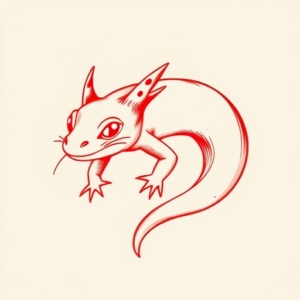 Red Ink Axolotl Tattoo
