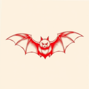 Red Ink Bat Tattoo