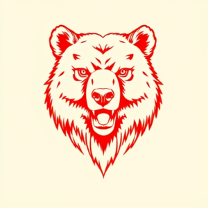 Red Ink Bear Tattoo